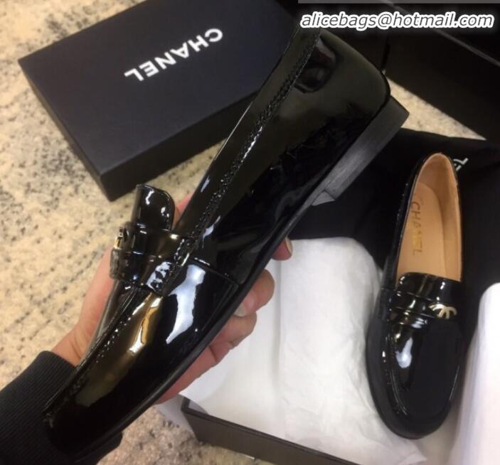 Unique Grade Chanel Patent Calfskin Flat Loafers G35110 Black 2020