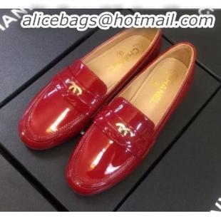 Discount Chanel Patent Calfskin Flat Loafers G35110 Red 2020