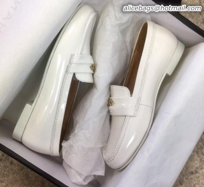 Most Popular Chanel Patent Calfskin Flat Loafers G35110 White 2020