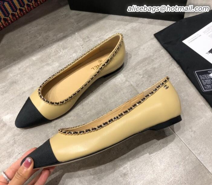 Affordable Price Chanel Calfskin Chain Ballerinas G35389 Beige 2019