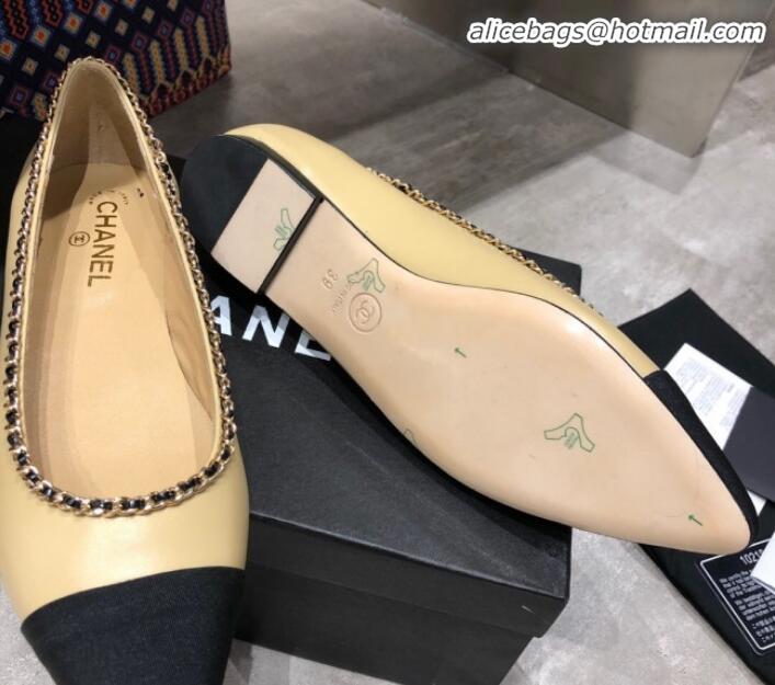 Affordable Price Chanel Calfskin Chain Ballerinas G35389 Beige 2019