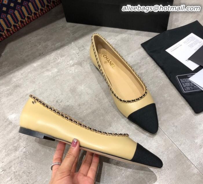 Affordable Price Chanel Calfskin Chain Ballerinas G35389 Beige 2019