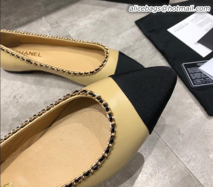 Affordable Price Chanel Calfskin Chain Ballerinas G35389 Beige 2019