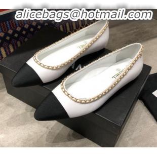 Grade Design Chanel Calfskin Chain Ballerinas G35389 White 2019