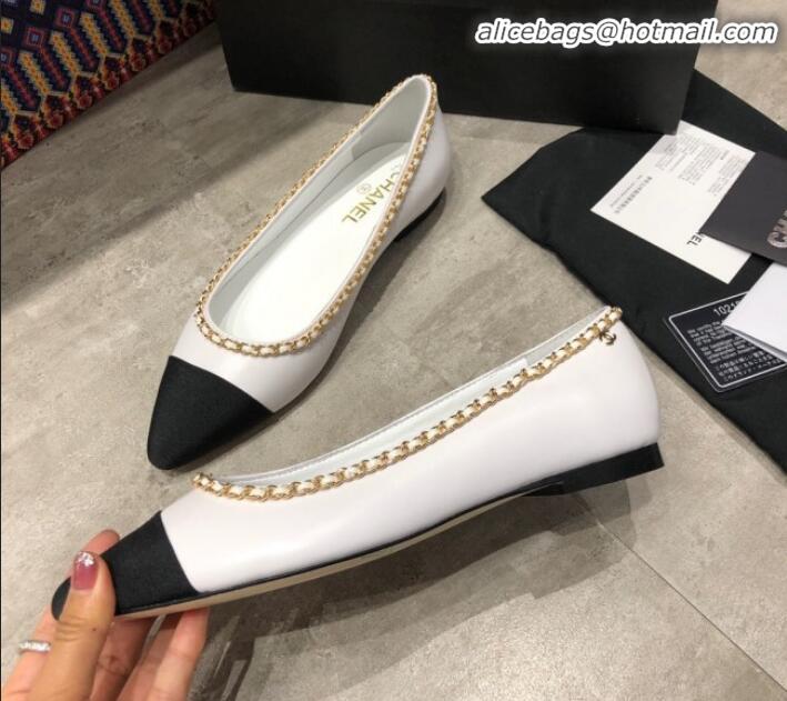 Grade Design Chanel Calfskin Chain Ballerinas G35389 White 2019