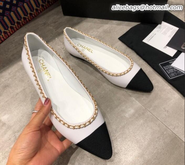 Grade Design Chanel Calfskin Chain Ballerinas G35389 White 2019