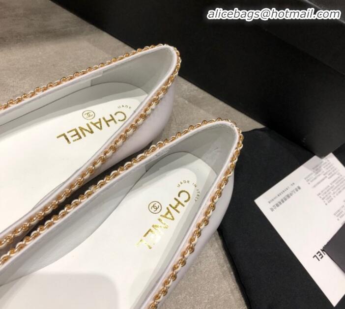 Grade Design Chanel Calfskin Chain Ballerinas G35389 White 2019