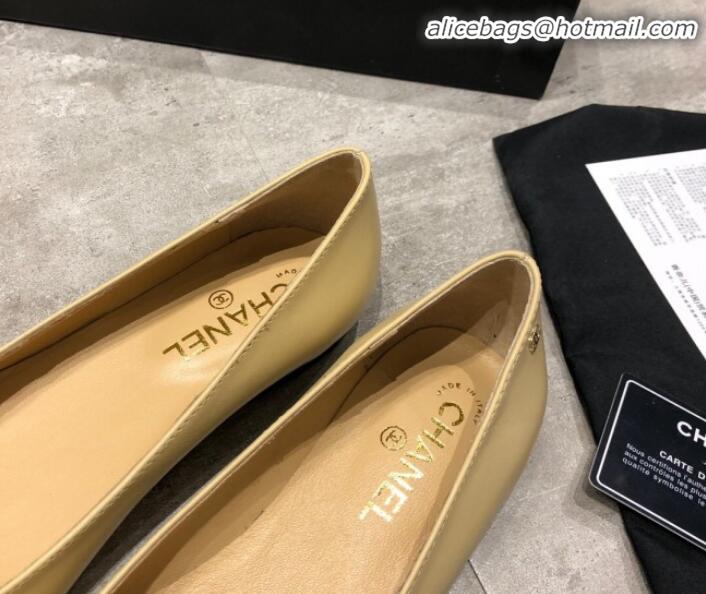 Trendy Design Chanel Calfskin Chain Ballerinas G35389 Beige 2019