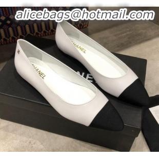 Top Grade Chanel Calfskin Flat Ballerinas G35389 White 2019