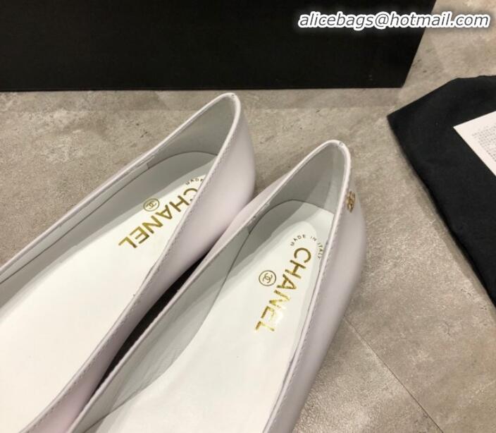 Top Grade Chanel Calfskin Flat Ballerinas G35389 White 2019