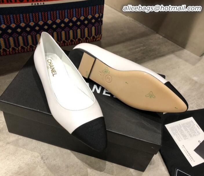 Top Grade Chanel Calfskin Flat Ballerinas G35389 White 2019