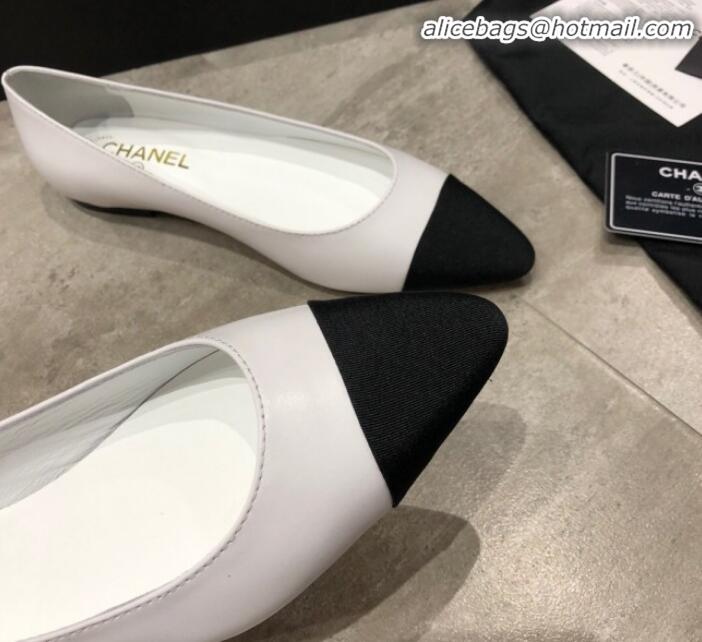 Top Grade Chanel Calfskin Flat Ballerinas G35389 White 2019