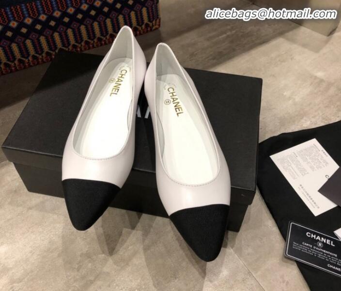 Top Grade Chanel Calfskin Flat Ballerinas G35389 White 2019