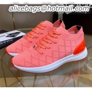 Top Quality Chanel Quilted Knit Fabric Sneakers G35549 Orange 2020