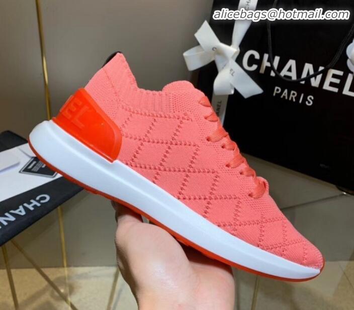 Top Quality Chanel Quilted Knit Fabric Sneakers G35549 Orange 2020