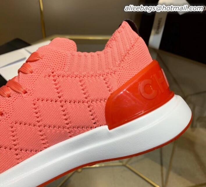 Top Quality Chanel Quilted Knit Fabric Sneakers G35549 Orange 2020