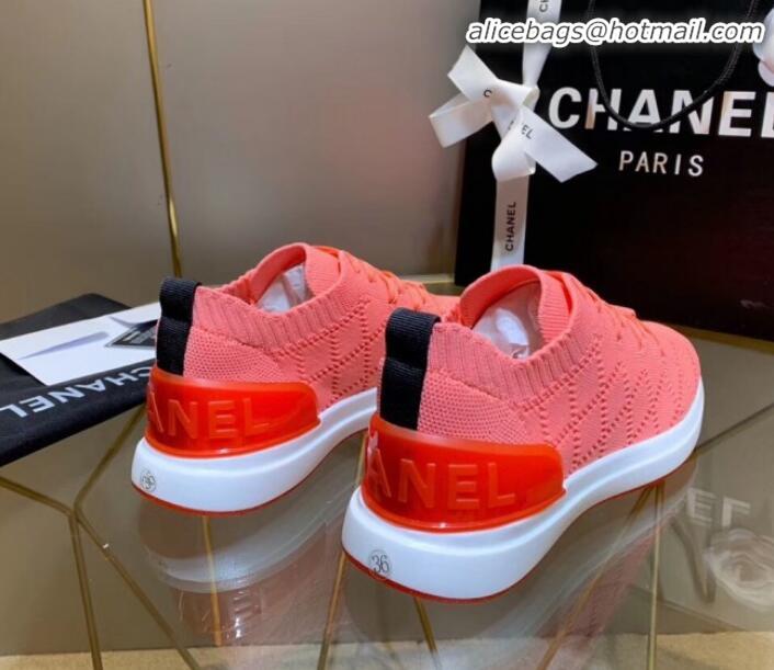 Top Quality Chanel Quilted Knit Fabric Sneakers G35549 Orange 2020