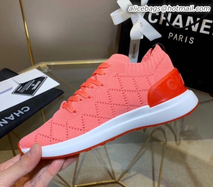 Top Quality Chanel Quilted Knit Fabric Sneakers G35549 Orange 2020