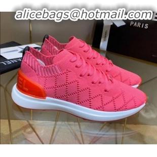 Good Looking Chanel Quilted Knit Fabric Sneakers G35549 Dark Pink 2020