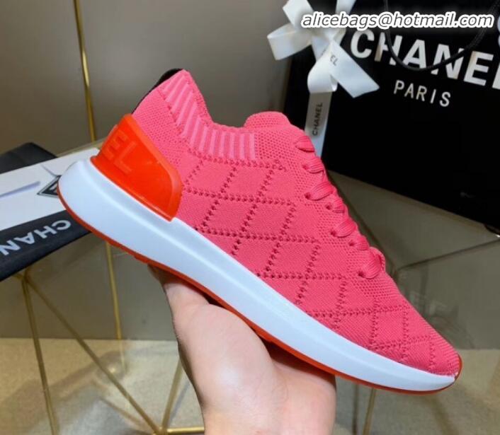 Good Looking Chanel Quilted Knit Fabric Sneakers G35549 Dark Pink 2020