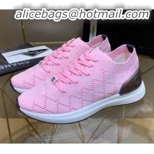 Durable Chanel Quilted Knit Fabric Sneakers G35549 Light Pink 2020