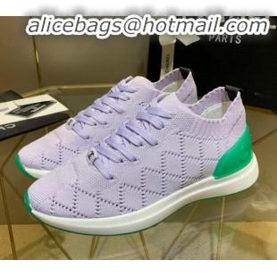 Top Quality Chanel Quilted Knit Fabric Sneakers G35549 Light Purple 2020