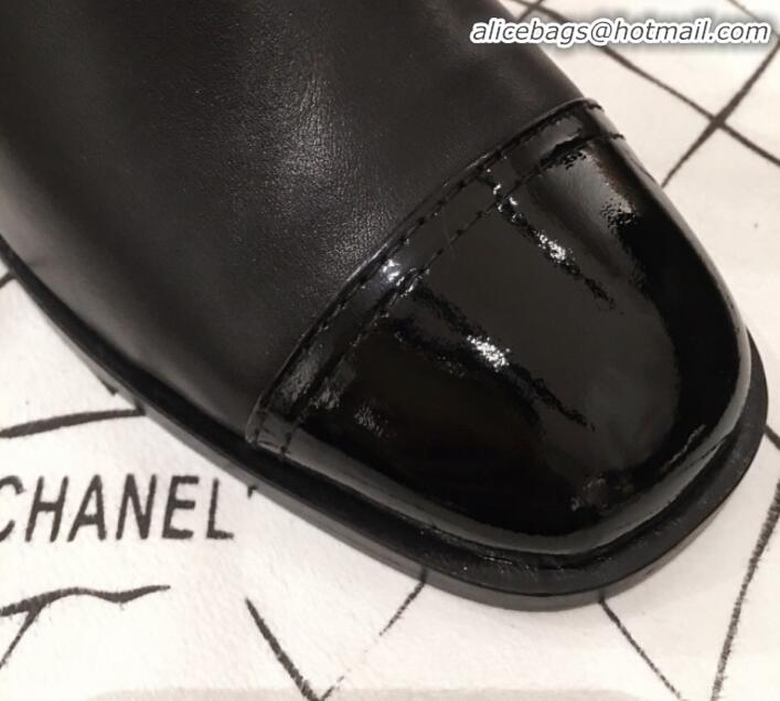  Lowest Price Chanel Lambskin and Patent Leather Short Boots G21624 Black 2019 