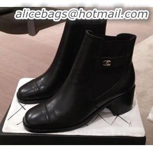 Discount Chanel Supple Lambskin Short Boots Black G22019 Black 2019 