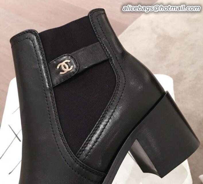 Discount Chanel Supple Lambskin Short Boots Black G22019 Black 2019 