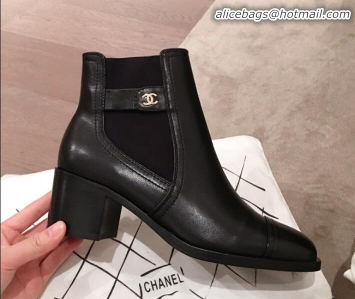 Discount Chanel Supple Lambskin Short Boots Black G22019 Black 2019 