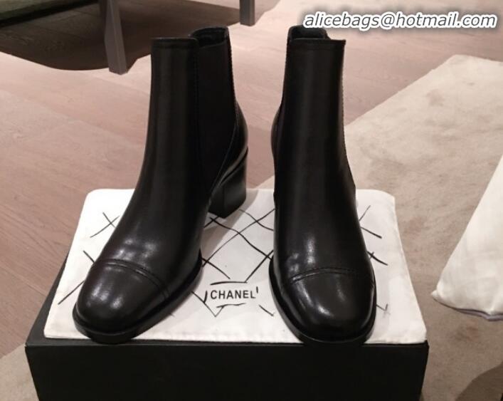 Discount Chanel Supple Lambskin Short Boots Black G22019 Black 2019 