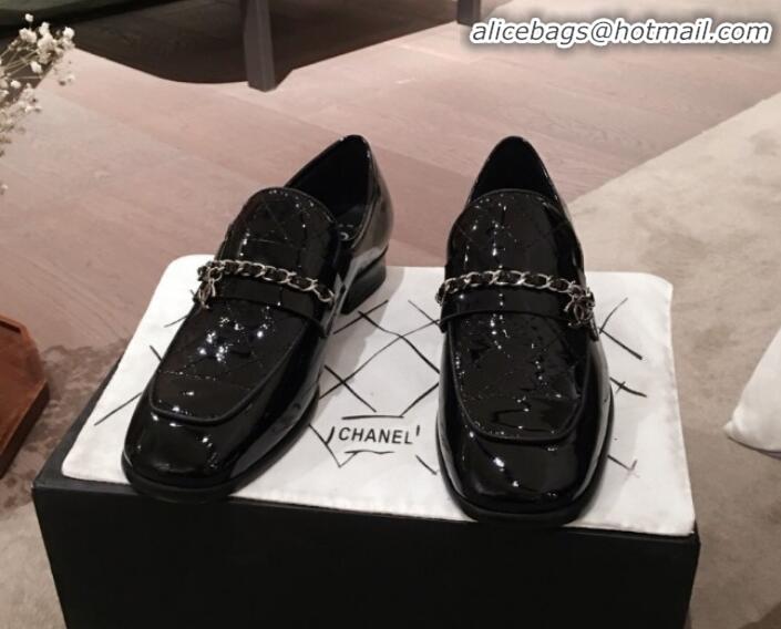 Best Luxury Chanel Patent Leather Loafers G34827 Black 2019