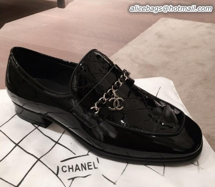 Best Luxury Chanel Patent Leather Loafers G34827 Black 2019