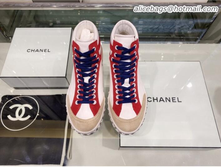 Super Quality Chanel Lambskin Chain Leather High-top Sneakers G35600 White 2020