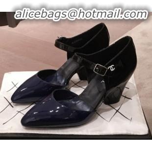 Good Product Chanel Patent Calfskin Mary Jane Pumps G35426 Black/Navy Blue 2020