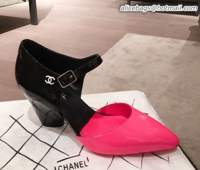 Low Price Chanel Patent Calfskin Mary Jane Pumps G35426 Pink/Black 2020