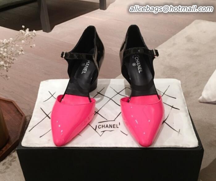 Low Price Chanel Patent Calfskin Mary Jane Pumps G35426 Pink/Black 2020