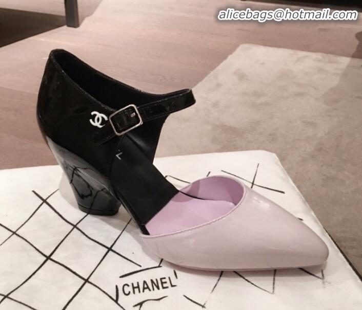 Top Grade Chanel Patent Calfskin Mary Jane Pumps G35426 Purple/Black 2020