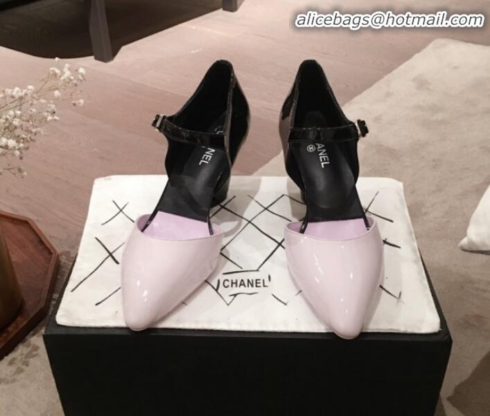 Top Grade Chanel Patent Calfskin Mary Jane Pumps G35426 Purple/Black 2020