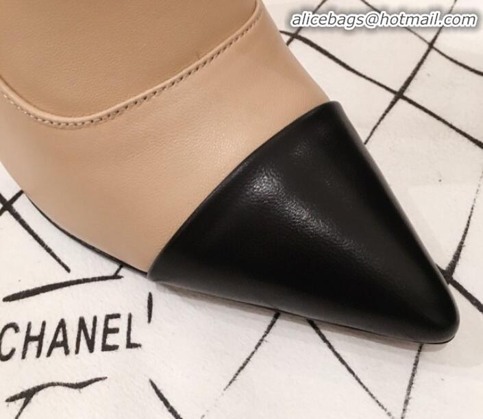 Discount Chanel Lambskin Pearl Heel Short Boots G35548 Nude 2020