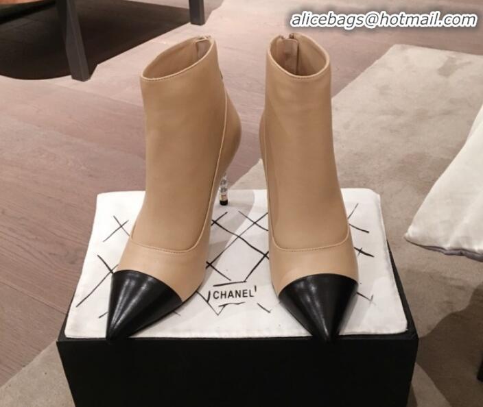 Discount Chanel Lambskin Pearl Heel Short Boots G35548 Nude 2020