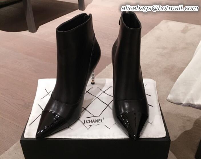 Top Quality Chanel Lambskin Pearl Heel Short Boots G35548 Black 2020