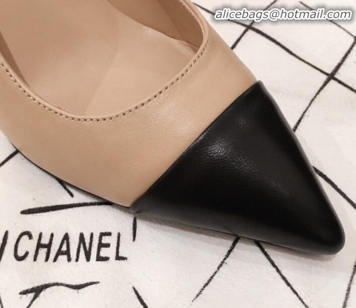 Shop Duplicate Chanel Lambskin Pearl Heel Pumps G35534 Nude 2020