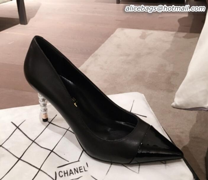 Well Crafted Chanel Lambskin Pearl Heel Pumps G35534 Black 2020