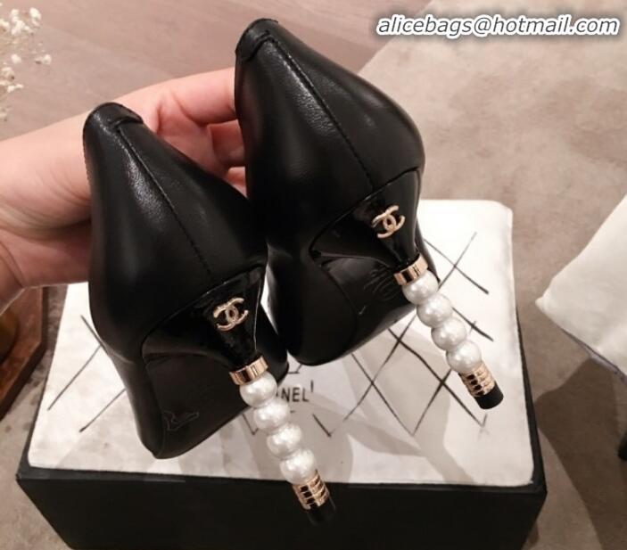 Well Crafted Chanel Lambskin Pearl Heel Pumps G35534 Black 2020