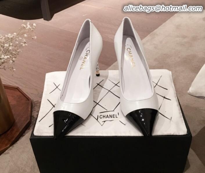 Pretty Style Chanel Lambskin Pearl Heel Pumps G35534 White 2020