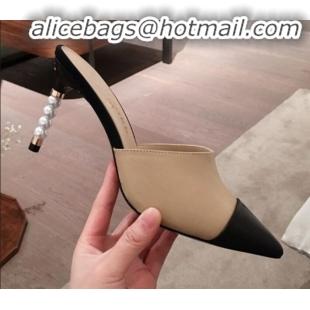 Lowest Price Chanel Lambskin Pearl Heel Mules G35540 Nude 2020