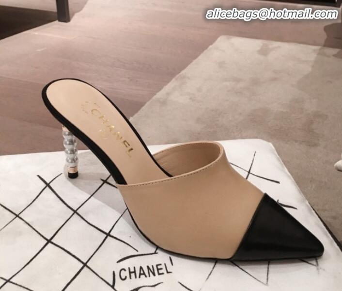 Lowest Price Chanel Lambskin Pearl Heel Mules G35540 Nude 2020