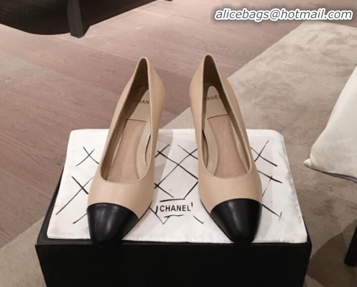 Charming Chanel Lambskin Pearl Heel Pumps G35112 Beige 2020