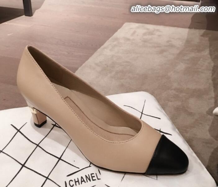 Charming Chanel Lambskin Pearl Heel Pumps G35112 Beige 2020